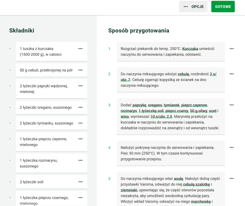 Edycja przepisu na cookidoo